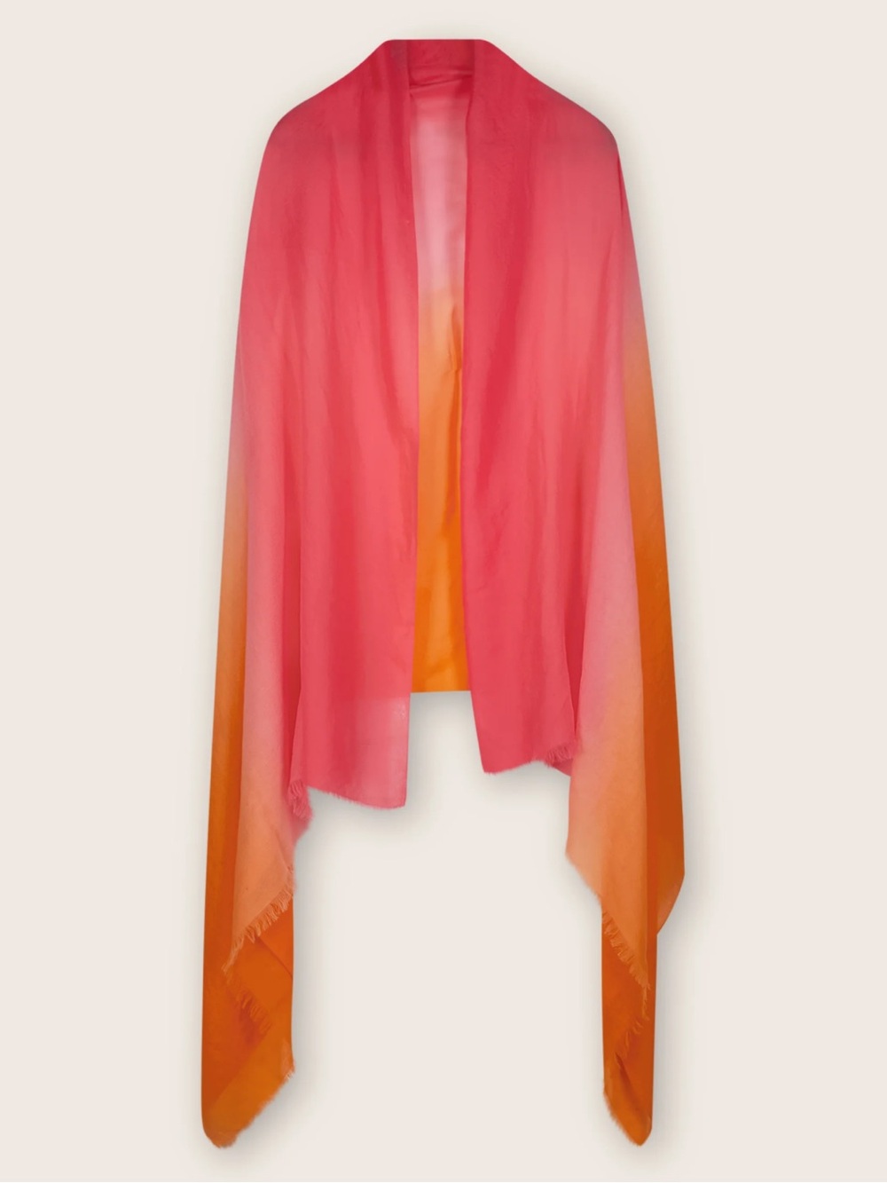 J.McLaughlin Lightweight Ombre Cashmere Wrap Poncho-Pink & Orange